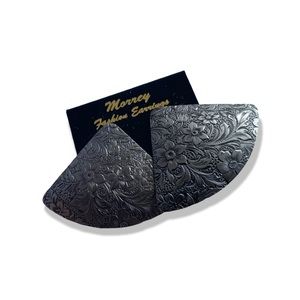 Vintage embossed silver tone floral earrings 80s unworn vintage